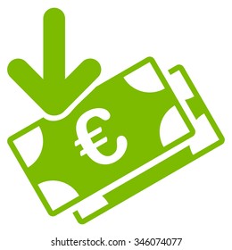 Euro Income vector icon. Style is flat symbol, eco green color, rounded angles, white background.