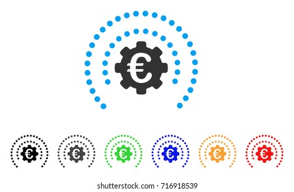 Euro Industrial Insurance icon. Vector illustration style is a flat iconic euro industrial insurance symbol with black, gray, green, blue, red, orange color variants.