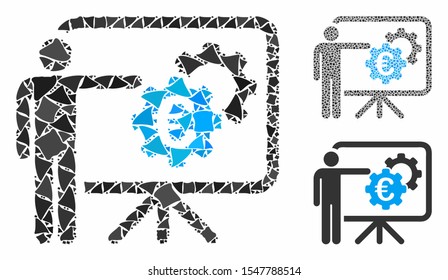 Euro industrial project presentation composition of uneven parts in different sizes and shades, based on Euro industrial project presentation icon. Vector rough parts are composed into composition.