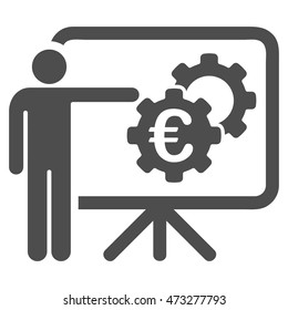 Euro Industrial Project Presentation icon. Vector style is flat iconic symbol, gray color, white background.