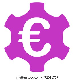 Euro Industry icon. Vector style is flat iconic symbol with rounded angles, violet color, white background.