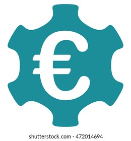 Euro Industry icon. Vector style is flat iconic symbol with rounded angles, soft blue color, white background.