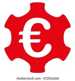 Euro Industry icon. Vector style is flat iconic symbol with rounded angles, red color, white background.