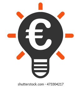 Euro Innovation icon. Vector style is bicolor flat iconic symbol with rounded angles, orange and gray colors, white background.