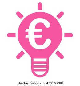Euro Innovation icon. Vector style is flat iconic symbol with rounded angles, pink color, white background.