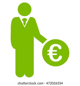 Euro Investor icon. Vector style is flat iconic symbol with rounded angles, eco green color, white background.