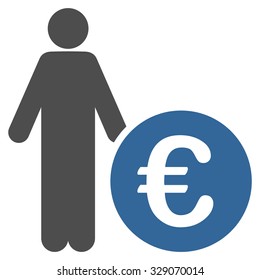 Euro Investor vector icon. Style is bicolor flat symbol, cobalt and gray colors, rounded angles, white background.