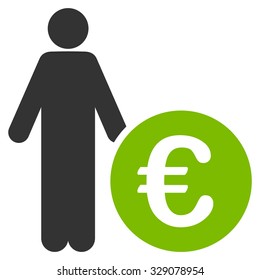 Euro Investor vector icon. Style is bicolor flat symbol, eco green and gray colors, rounded angles, white background.