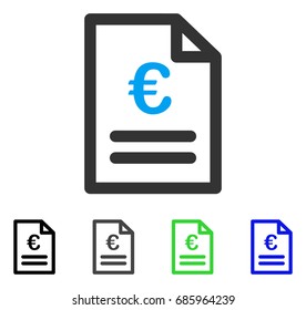 Euro Invoice flat vector icon. Colored euro invoice gray, black, blue, green icon versions. Flat icon style for graphic design.