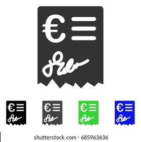 Euro Invoice flat vector pictogram. Colored euro invoice gray, black, blue, green pictogram versions. Flat icon style for web design.