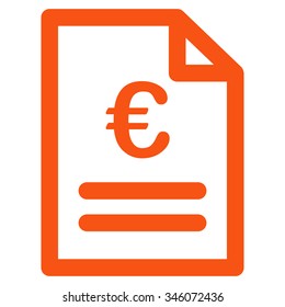 Euro Invoice vector icon. Style is flat symbol, orange color, rounded angles, white background.