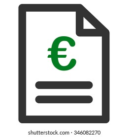 Euro Invoice vector icon. Style is bicolor flat symbol, green and gray colors, rounded angles, white background.