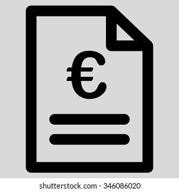 Euro Invoice vector icon. Style is flat symbol, black color, rounded angles, light gray background.