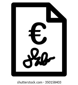 Euro Invoice vector icon. Style is flat symbol, black color, rounded angles, white background.