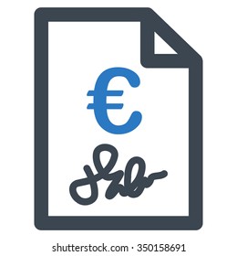 Euro Invoice vector icon. Style is bicolor flat symbol, smooth blue colors, rounded angles, white background.
