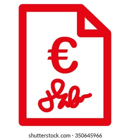 Euro Invoice vector icon. Style is flat symbol, red color, rounded angles, white background.