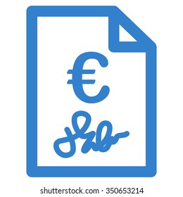 Euro Invoice vector icon. Style is flat symbol, cobalt color, rounded angles, white background.