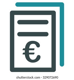 Euro Invoices vector icon. Style is bicolor flat symbol, soft blue colors, rounded angles, white background.