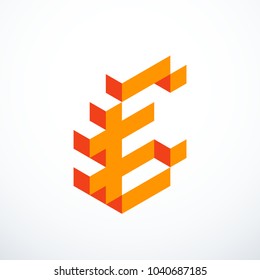 Euro isometric pixel icon. Vector illustration