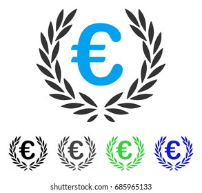 Euro Laurel Wreath flat vector pictograph. Colored euro laurel wreath gray, black, blue, green pictogram variants. Flat icon style for web design.