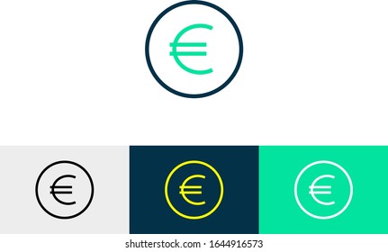 icono de vector de arte de la línea del euro - icono ui vectorial