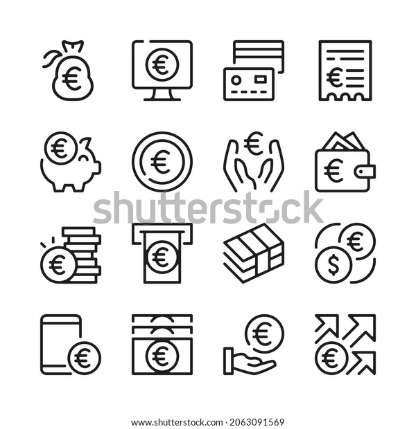 Euro line icons\
set. Modern graphic design concepts, simple outline elements\
collection. Vector line\
icons