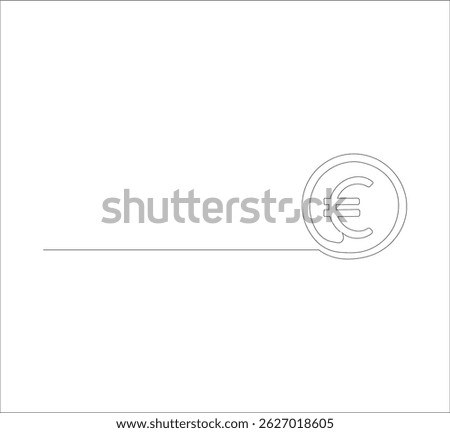 Euro linear symbol with continuous single line drawing. Savings money concept. Vector isolated on white.