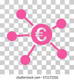 Euro Links icon. Vector illustration style is flat iconic symbol, pink color, transparent background. Designed for web and software interfaces.