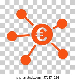Euro Links icon. Vector illustration style is flat iconic symbol, orange color, transparent background. Designed for web and software interfaces.
