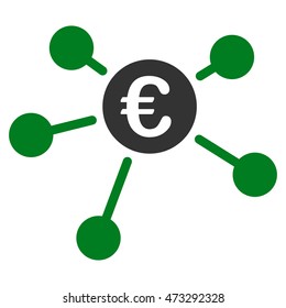 Euro Links icon. Vector style is bicolor flat iconic symbol, green and gray colors, white background.