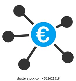 Euro Links vector icon. Flat bicolor blue and gray symbol. Pictogram is isolated on a white background. Designed for web and software interfaces.