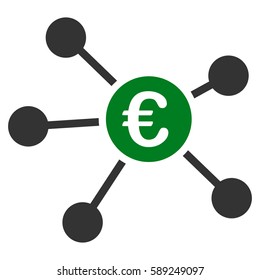 Euro Links vector icon. Flat bicolor green and gray symbol. Pictogram is isolated on a white background. Designed for web and software interfaces.