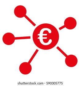 Euro Links vector icon. Flat red symbol. Pictogram is isolated on a white background. Designed for web and software interfaces.