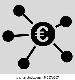 Euro Links vector icon. Flat black symbol. Pictogram is isolated on a light gray background. Designed for web and software interfaces.