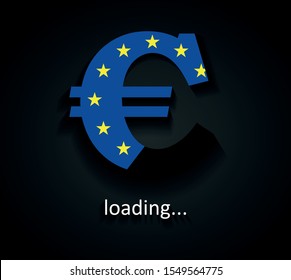 Euro loading with European Union flag, money coming to me background template