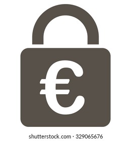Euro Lock vector icon. Style is flat symbol, grey color, rounded angles, white background.