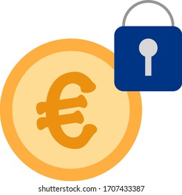 euro lock vector illustration icon flat design
