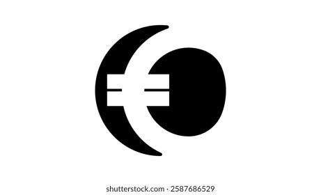 Euro logo , black isolated silhouette
