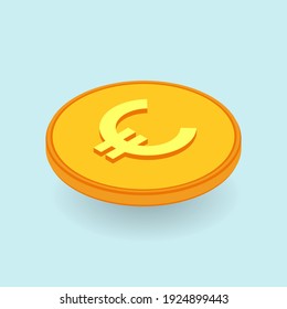 Euro liegt Münze.Vektorgrafik im isometrischen Stil. 3D-Münzsymbol. 