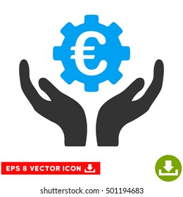 Euro Maintenance Hands EPS vector pictograph. Illustration style is flat iconic bicolor blue and gray symbol on white background.