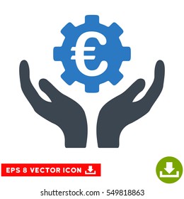 Euro Maintenance Hands EPS vector icon. Illustration style is flat iconic bicolor smooth blue symbol on white background.