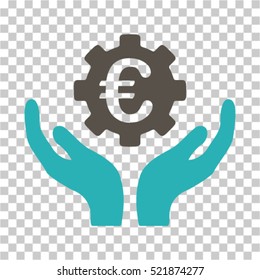Euro Maintenance Hands icon. Vector pictograph style is a flat bicolor symbol, grey and cyan colors, chess transparent background. Designed for software and web interface toolbars and menus.