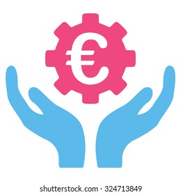 Euro Maintenance vector icon. Style is bicolor flat symbol, pink and blue colors, rounded angles, white background.
