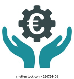 Euro Maintenance vector icon. Style is bicolor flat symbol, soft blue colors, rounded angles, white background.