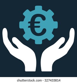 Euro Maintenance vector icon. Style is bicolor flat symbol, blue and white colors, rounded angles, dark blue background.