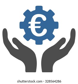 Euro Maintenance vector icon. Style is bicolor flat symbol, cobalt and gray colors, rounded angles, white background.