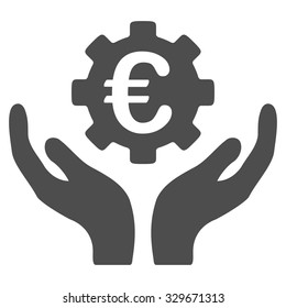 Euro Maintenance vector icon. Style is flat symbol, gray color, rounded angles, white background.