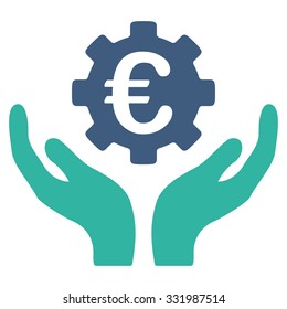 Euro Maintenance vector icon. Style is bicolor flat symbol, cobalt and cyan colors, rounded angles, white background.