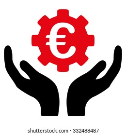 Euro Maintenance vector icon. Style is bicolor flat symbol, intensive red and black colors, rounded angles, white background.