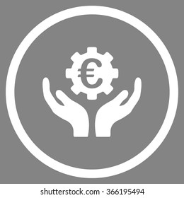 Euro Maintenance vector icon. Style is flat circled symbol, color, rounded angles, white background.